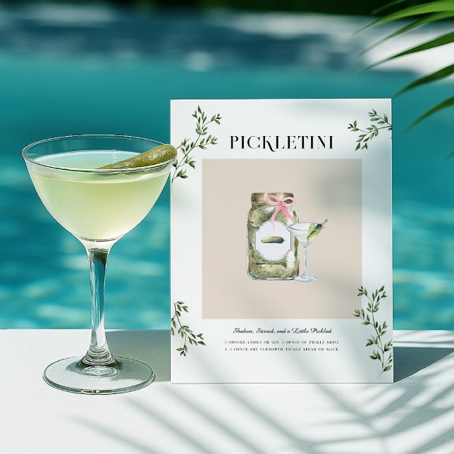 Whimsical Pickletini Martini Cocktail Recipe  Postcard (Creator Uploaded)