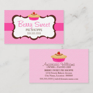 Whimsical Pie Bakery Pink Business Card