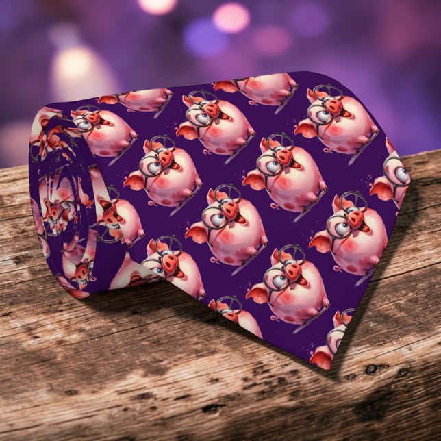 Whimsical Pig Custom Necktie Tie (Creator Uploaded)