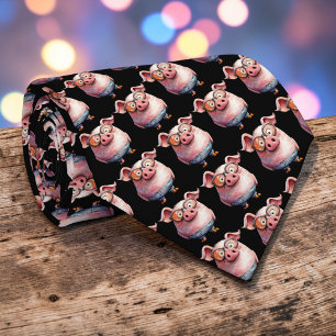 Whimsical Pig Custom Necktie Tie