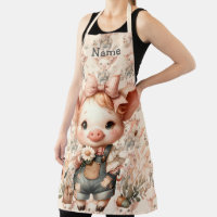 Whimsical Piglet in Pastel Overalls Peach
