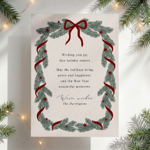 Whimsical Pine Garland Holiday Greeting Card