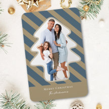 Whimsical Pine Tree Shaped Photo Holiday Card