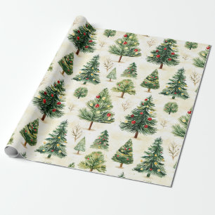 Whimsical Pine Trees Pattern  Wrapping Paper