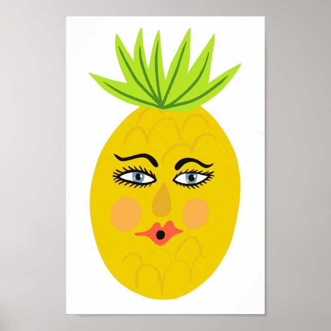 Whimsical Pineapple Art Poster (Front)