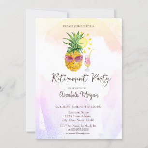 Whimsical Pineapple Cocktai Retirement  Invitation