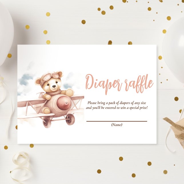 Whimsical Pink Aeroplane Adventure Baby Shower Enclosure Card (Creator Uploaded)