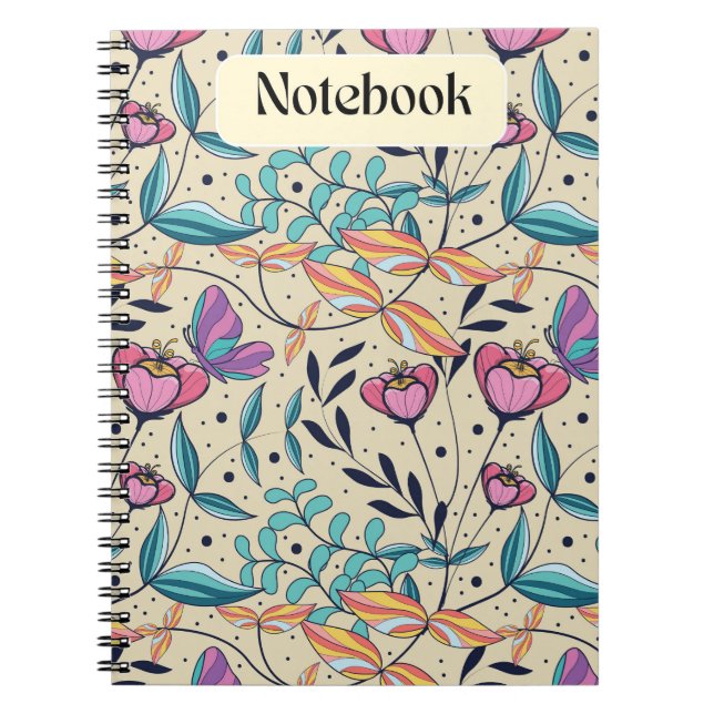 Whimsical Pink and Blue Butterfly Notebook (Front)