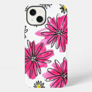 Whimsical Pink and White Flowers iPhone 13 Case