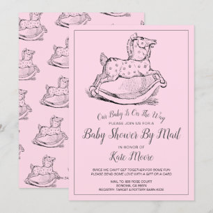 Whimsical Pink Baby Girl Baby Shower By Mail Invitation