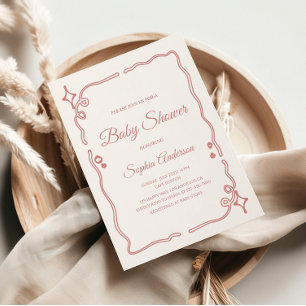 Whimsical Pink Baby Shower with Sparkle Border  Invitation