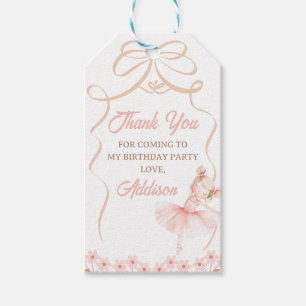 Whimsical Pink Ballerina Two Tu 2nd Birthday  Gift Tags