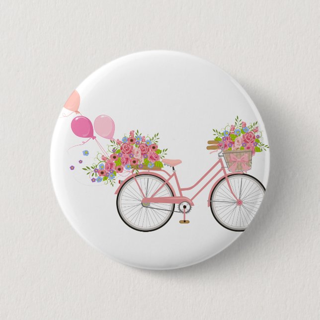 Whimsical Pink Bicycle 6 Cm Round Badge (Front)