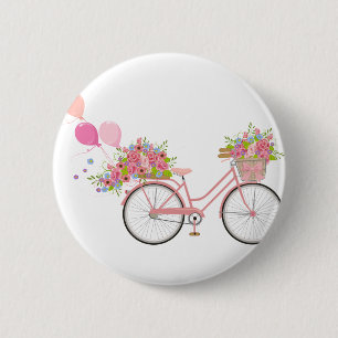 Whimsical Pink Bicycle 6 Cm Round Badge