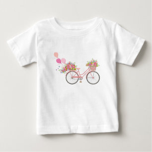 Whimsical Pink Bicycle Baby T-Shirt