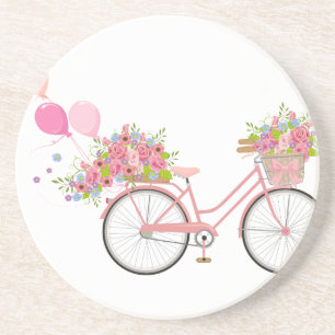 Whimsical Pink Bicycle Coaster