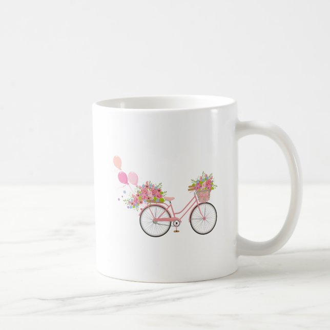Whimsical Pink Bicycle Coffee Mug (Right)