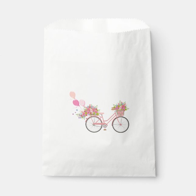 Whimsical Pink Bicycle Favour Bags (Front)