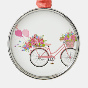 Whimsical Pink Bicycle Metal Tree Decoration