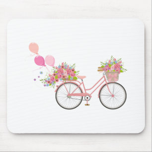Whimsical Pink Bicycle Mouse Mat