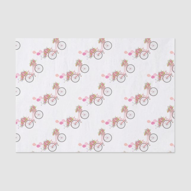 Whimsical Pink Bicycle Tissue Paper (Front)