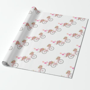 Whimsical Pink Bicycle Wrapping Paper