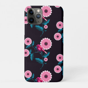 Whimsical Pink Bird Floral Botanical Design iPhone 11 Pro Case