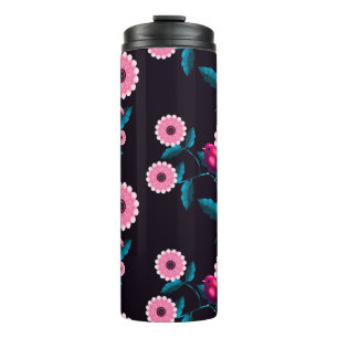Whimsical Pink Bird Floral Botanical Design Thermal Tumbler
