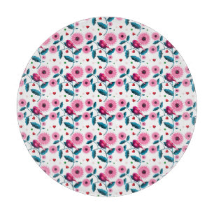 Whimsical Pink Bird Floral Botanical Design Throw Cutting Board