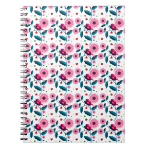 Whimsical Pink Bird Floral Botanical Design Throw Notebook