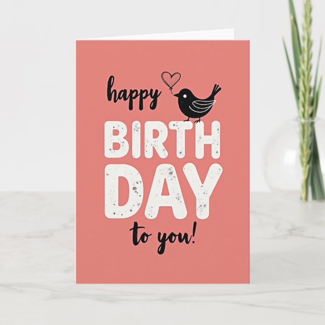 Whimsical Pink Birthday Card (Front)