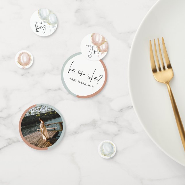 Whimsical Pink & Blue Balloon Gender Reveal  Confetti (Group)