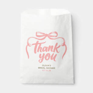 Whimsical Pink Bow Handwritten Bridal Thank You Favour Bags