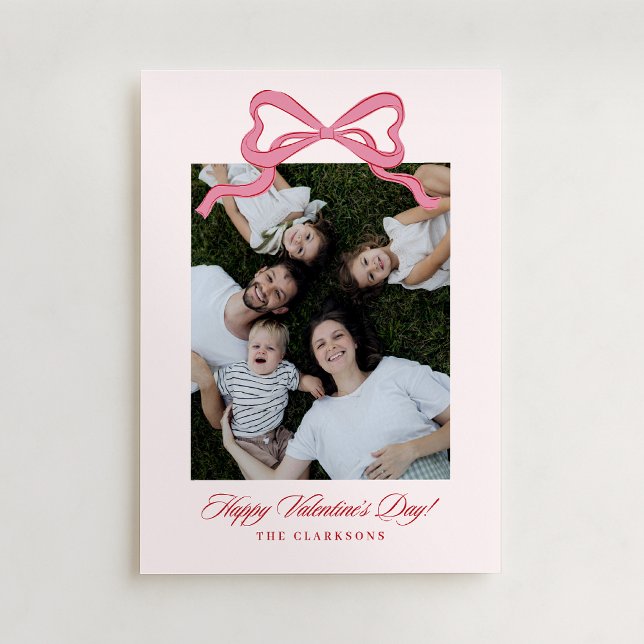 Whimsical Pink Bow Valentine’s Day Photo Card (Creator Uploaded)