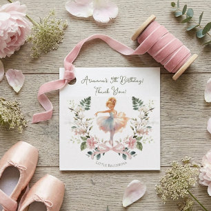 Whimsical Pink Bow & Watercolor Ballerina Birthday Favour Tags