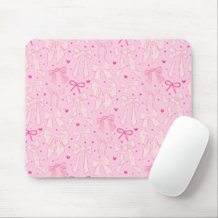 Whimsical Pink Bows Pattern Mouse Mat