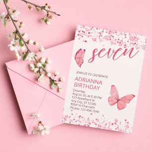 Whimsical Pink Butterfly Birthday Party Invitation