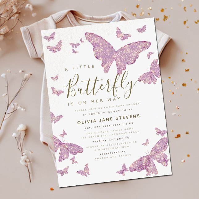 Whimsical Pink Butterfly Boho Girl Baby Shower Invitation (Creator Uploaded)