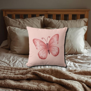 Whimsical Pink Butterfly Cushion