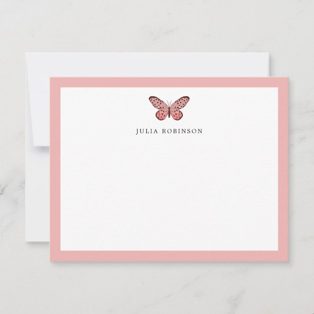 Whimsical Pink Butterfly Girly Card (Front)