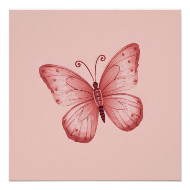   Whimsical Pink Butterfly  Poster (Front)