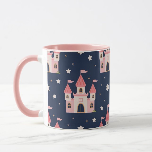 Whimsical Pink Castle – Cute Fairytale-Inspired Mug (Left)