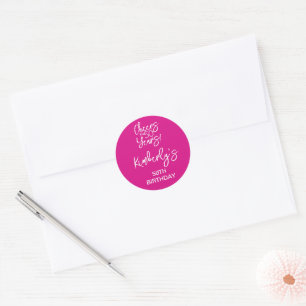 Whimsical Pink Cheers to 50 Years Birthday Classic Round Sticker