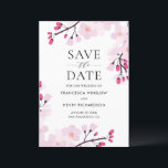 Whimsical Pink Cherry Blossoms Botanical Save The Date<br><div class="desc">Whimsical and elegant save the date announcement featuring pink cherry blossoms with modern typography. Perfect for spring and garden weddings. Personalise this cherry blossoms save the date announcement card by adding your own details.</div>