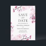 Whimsical Pink Cherry Blossoms Botanical Save The Date<br><div class="desc">Whimsical and elegant save the date announcement featuring pink cherry blossoms with modern typography. Perfect for spring and garden weddings. Personalise this cherry blossoms save the date announcement card by adding your own details.</div>