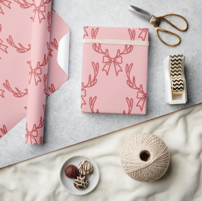 Whimsical Pink Christmas Patterns Wrapping Paper (Crafts)