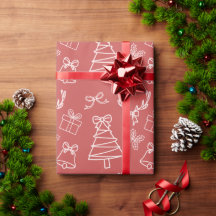 Whimsical Pink Christmas Patterns Wrapping Paper