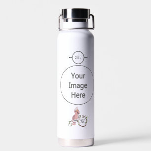 Whimsical Pink Cockatoo Monogram Water Bottle