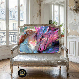 Whimsical Pink Dragon & Elven Princess Decoupage  Tissue Paper