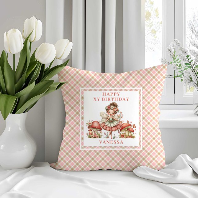 Whimsical Pink Fairy 3rd Birthday Throw Pillow (Whimsical Pink Fairy 3rd Birthday Throw Pillow)